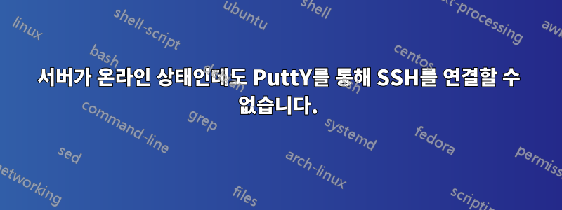 서버가 온라인 상태인데도 PuttY를 통해 SSH를 연결할 수 없습니다.