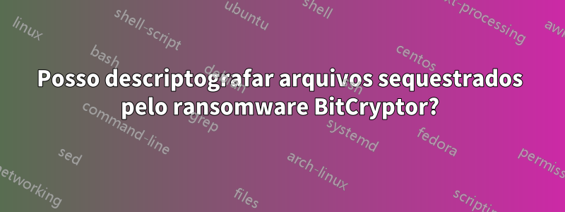 Posso descriptografar arquivos sequestrados pelo ransomware BitCryptor?