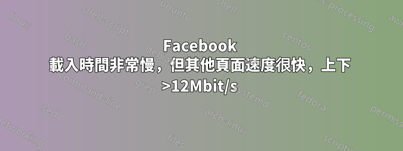 Facebook 載入時間非常慢，但其他頁面速度很快，上下 >12Mbit/s