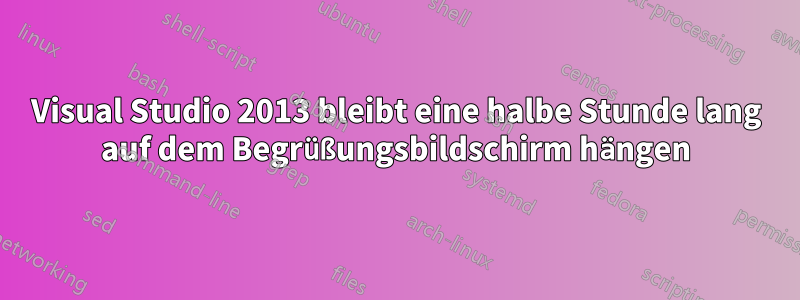 Visual Studio 2013 bleibt eine halbe Stunde lang auf dem Begrüßungsbildschirm hängen