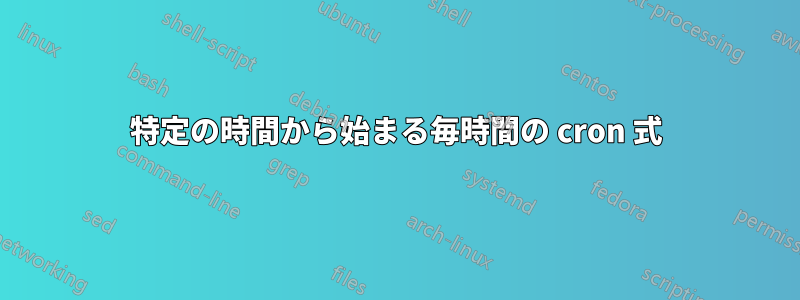 特定の時間から始まる毎時間の cron 式