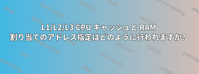 L1/L2/L3 CPU キャッシュと RAM 割り当てのアドレス指定はどのように行われますか? 