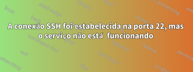 A conexão SSH foi estabelecida na porta 22, mas o serviço não está funcionando