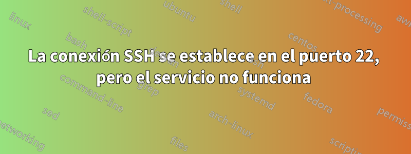 La conexión SSH se establece en el puerto 22, pero el servicio no funciona