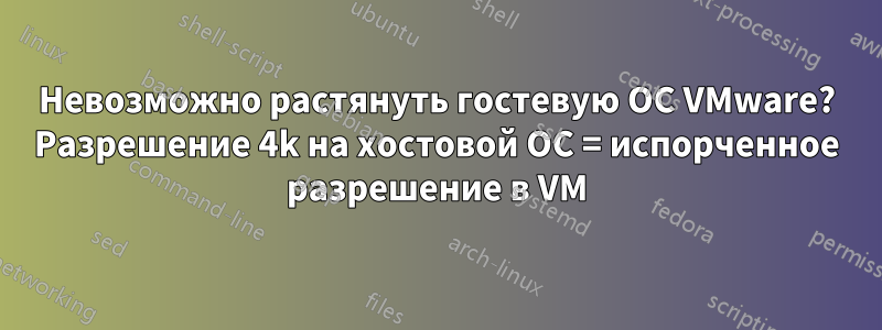 Невозможно растянуть гостевую ОС VMware? Разрешение 4k на хостовой ОС = испорченное разрешение в VM