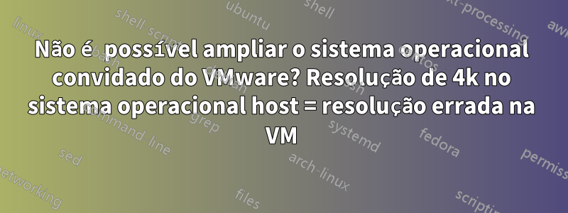 Não é possível ampliar o sistema operacional convidado do VMware? Resolução de 4k no sistema operacional host = resolução errada na VM