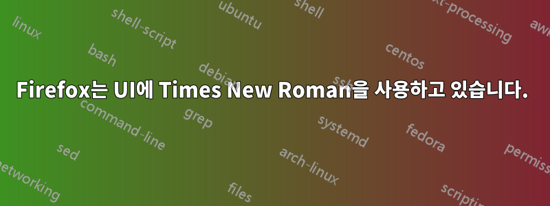 Firefox는 UI에 Times New Roman을 사용하고 있습니다.