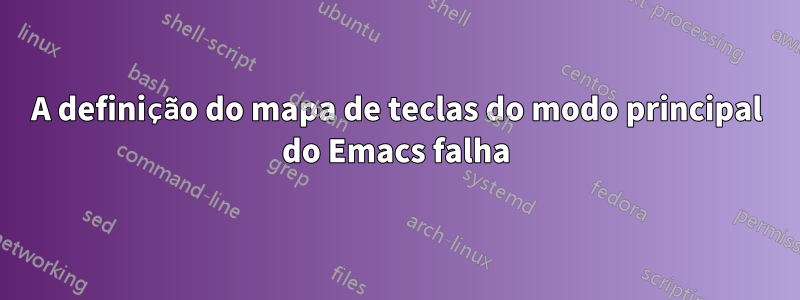 A definição do mapa de teclas do modo principal do Emacs falha