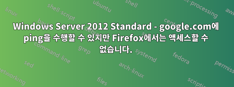 Windows Server 2012 Standard - google.com에 ping을 수행할 수 있지만 Firefox에서는 액세스할 수 없습니다.