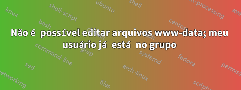 Não é possível editar arquivos www-data; meu usuário já está no grupo