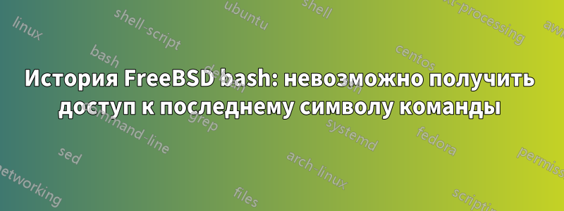 История FreeBSD bash: невозможно получить доступ к последнему символу команды