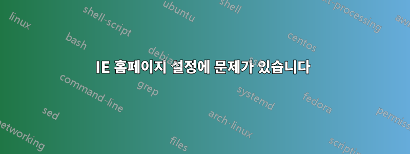 IE 홈페이지 설정에 문제가 있습니다