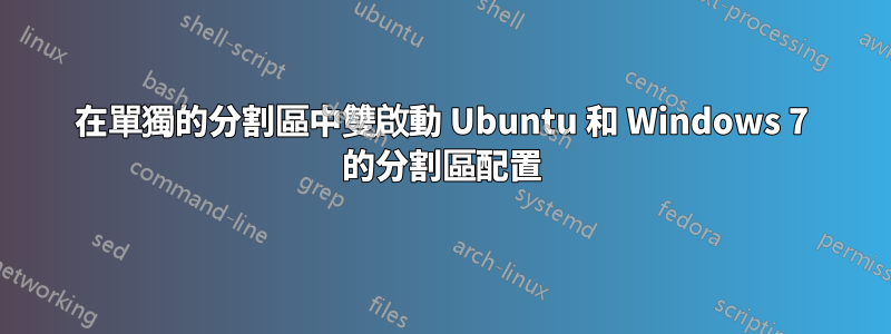 在單獨的分割區中雙啟動 Ubuntu 和 Windows 7 的分割區配置