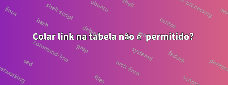 Colar link na tabela não é permitido?