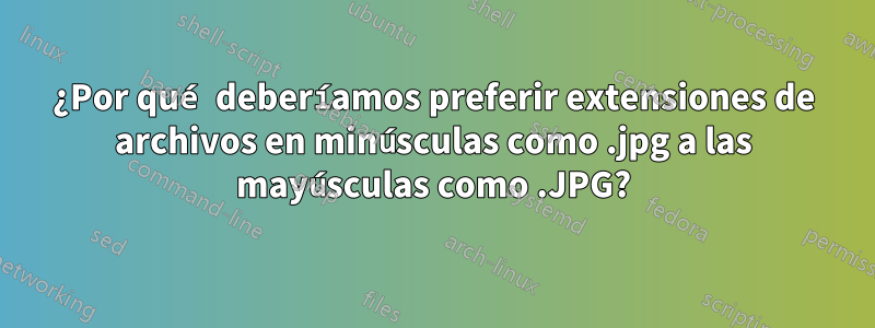 ¿Por qué deberíamos preferir extensiones de archivos en minúsculas como .jpg a las mayúsculas como .JPG?