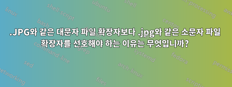 .JPG와 같은 대문자 파일 확장자보다 .jpg와 같은 소문자 파일 확장자를 선호해야 하는 이유는 무엇입니까?