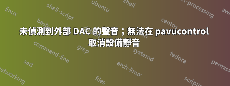 未偵測到外部 DAC 的聲音；無法在 pavucontrol 取消設備靜音