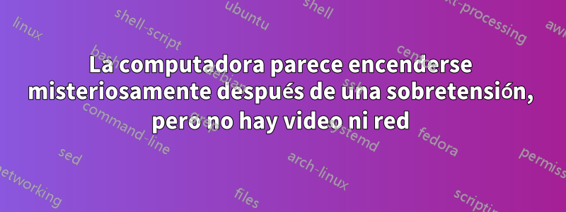 La computadora parece encenderse misteriosamente después de una sobretensión, pero no hay video ni red