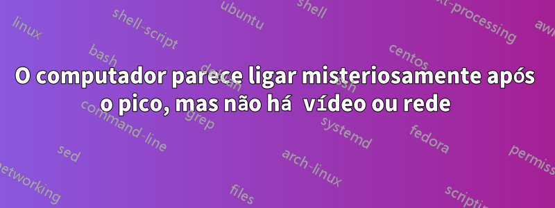 O computador parece ligar misteriosamente após o pico, mas não há vídeo ou rede