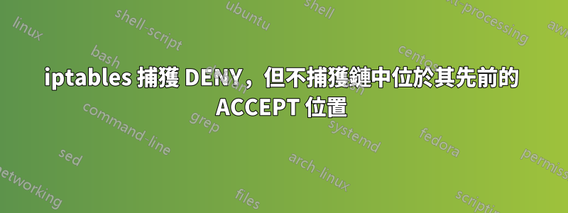 iptables 捕獲 DENY，但不捕獲鏈中位於其先前的 ACCEPT 位置