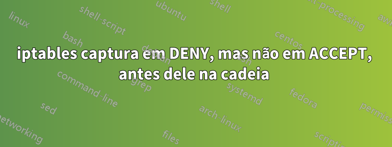 iptables captura em DENY, mas não em ACCEPT, antes dele na cadeia