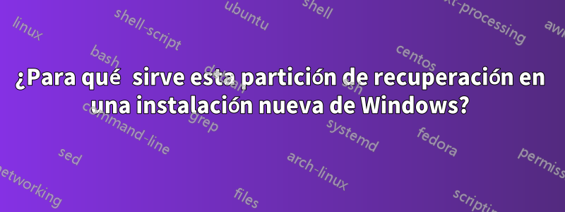 ¿Para qué sirve esta partición de recuperación en una instalación nueva de Windows?