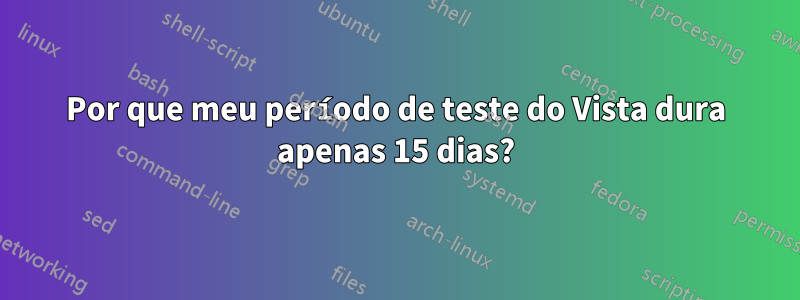 Por que meu período de teste do Vista dura apenas 15 dias?