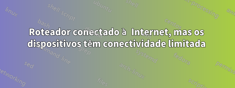 Roteador conectado à Internet, mas os dispositivos têm conectividade limitada