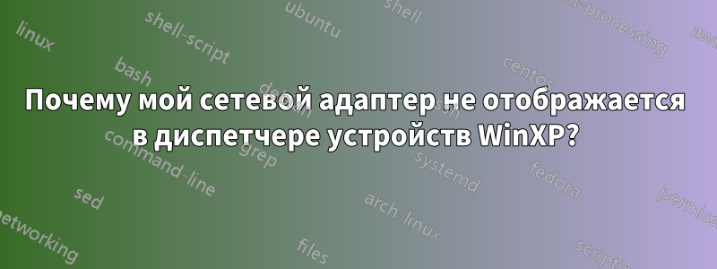 Почему мой сетевой адаптер не отображается в диспетчере устройств WinXP?