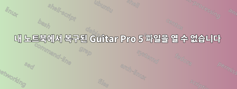 내 노트북에서 복구된 Guitar Pro 5 파일을 열 수 없습니다