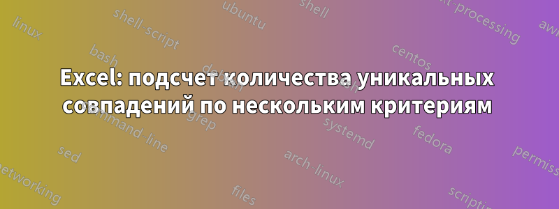 Excel: подсчет количества уникальных совпадений по нескольким критериям