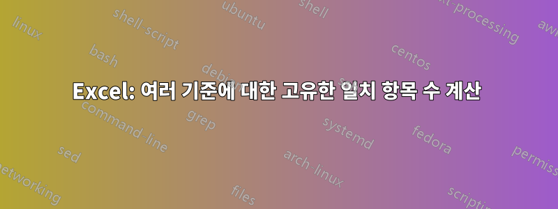 Excel: 여러 기준에 대한 고유한 일치 항목 수 계산