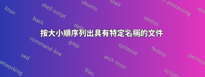 按大小順序列出具有特定名稱的文件