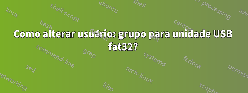 Como alterar usuário: grupo para unidade USB fat32?