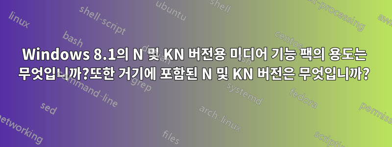 Windows 8.1의 N 및 KN 버전용 미디어 기능 팩의 용도는 무엇입니까?또한 거기에 포함된 N 및 KN 버전은 무엇입니까?