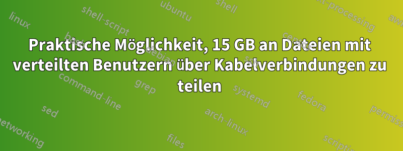 Praktische Möglichkeit, 15 GB an Dateien mit verteilten Benutzern über Kabelverbindungen zu teilen