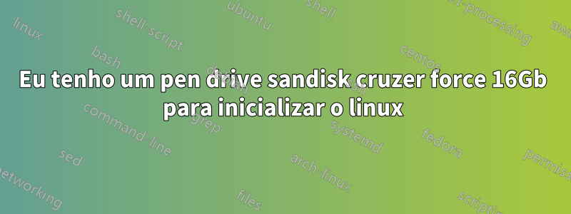 Eu tenho um pen drive sandisk cruzer force 16Gb para inicializar o linux