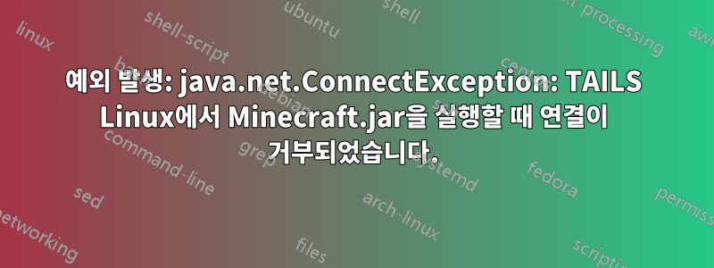 예외 발생: java.net.ConnectException: TAILS Linux에서 Minecraft.jar을 실행할 때 연결이 거부되었습니다.