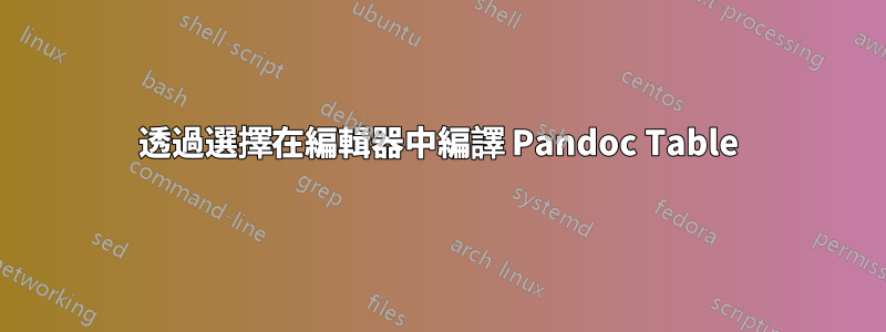 透過選擇在編輯器中編譯 Pandoc Table