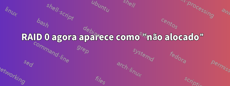 RAID 0 agora aparece como "não alocado"