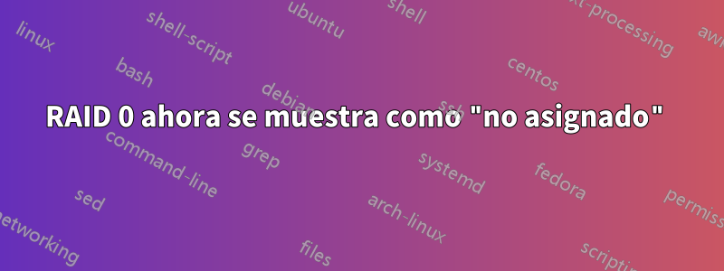 RAID 0 ahora se muestra como "no asignado"