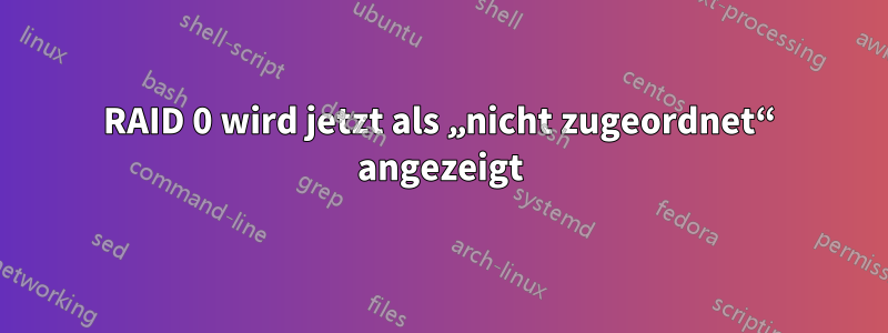 RAID 0 wird jetzt als „nicht zugeordnet“ angezeigt