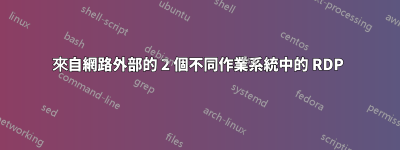 來自網路外部的 2 個不同作業系統中的 RDP