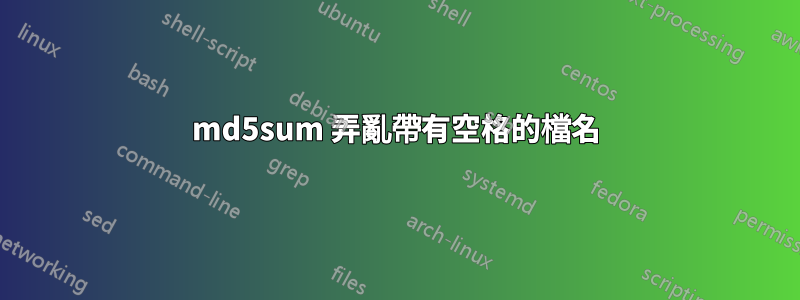 md5sum 弄亂帶有空格的檔名