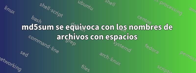 md5sum se equivoca con los nombres de archivos con espacios