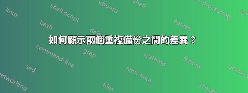 如何顯示兩個重複備份之間的差異？