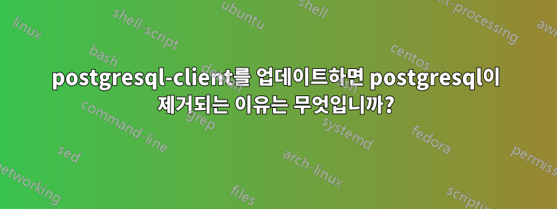 postgresql-client를 업데이트하면 postgresql이 제거되는 이유는 무엇입니까?