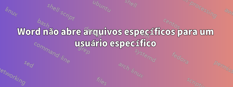 Word não abre arquivos específicos para um usuário específico