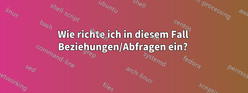 Wie richte ich in diesem Fall Beziehungen/Abfragen ein?