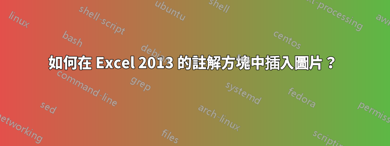 如何在 Excel 2013 的註解方塊中插入圖片？